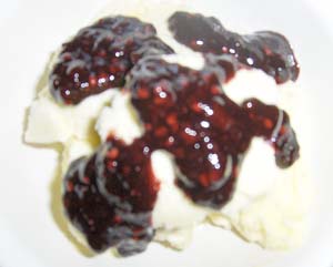 Gluten-free Vanilla Ice Cream Vanilla Ice Cream with Blackberry Syrup