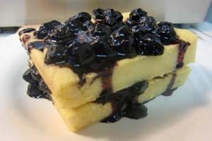 Apple Corn Cake and Stewed Blueberries – like a soft polenta cake