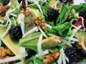 Blackberry Avocado Salad with Candied Walnuts and Blackberry Balsamic Dressing