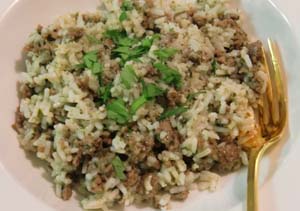 Gluten Free Casserole: Beef Pesto Rice