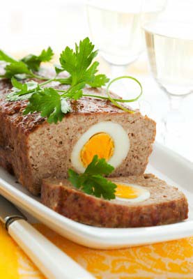 Gluten Free Meatloaf with Boiled Eggs