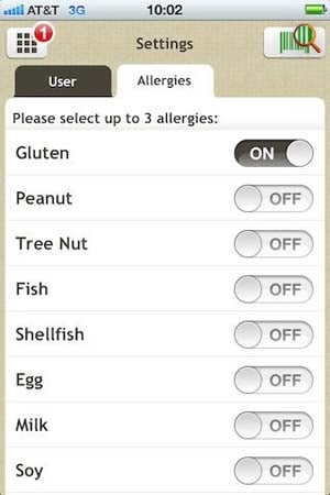 Image: Fooducate's Allergy Talk App - Setting for Allergens Screenshot