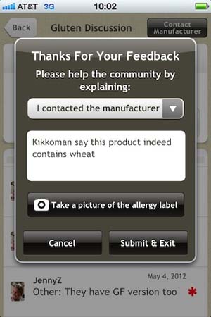 Fooducate's Allergy Talk App - Contacted Manufacturer and/or Upload Photo of Label Image: Fooducate's Allergy Talk App - Contacted Manufacturer and/or Upload Photo of Label