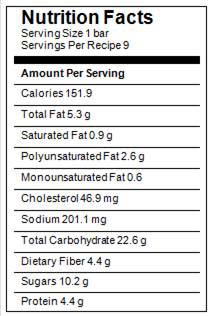 Image of Nutrition Facts for Gluten Free Apple Walnut Cranberry Bar
