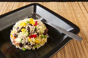 Quinoa Salad with Vegetables, Black Beans, and Pineapple
