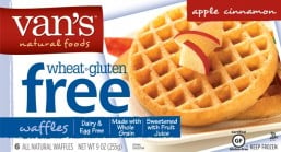 Image: Box of Van's Frozen Gluten Free Waffles - Apple Cinnamon