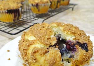Gluten Free Blueberry Muffins with Streusel Topping (Sugar-Free)