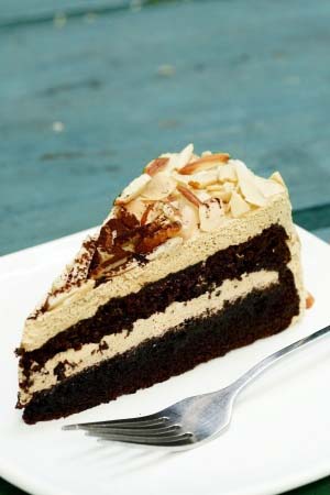 One Layer Gluten Free Chocolate Cake with Almond Coffee Frosting