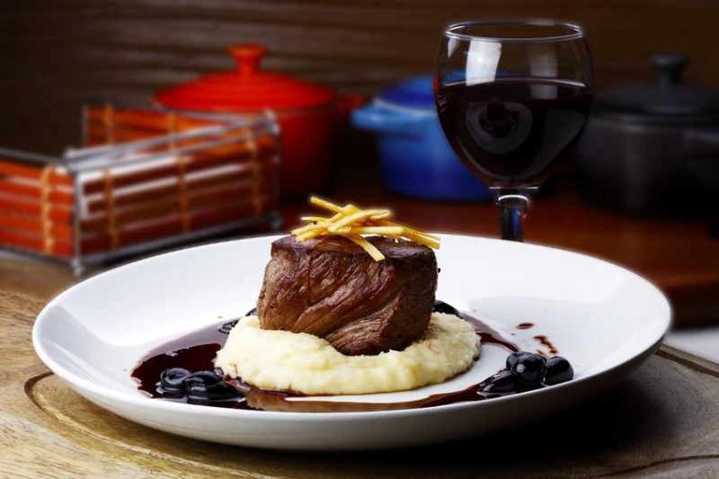 Roasted Filet Mignon, Easy Garlic Mashed Potatoes, and Cherry Wine Sauce