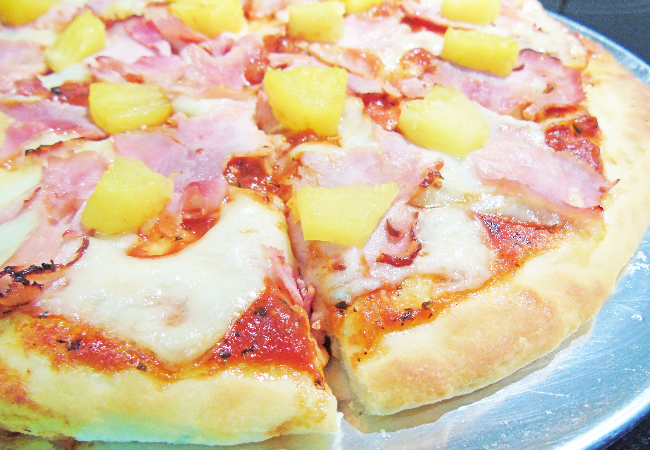 Ham, Swiss, and Pineapple on Yeast-Risen Gluten Free Pizza Crust