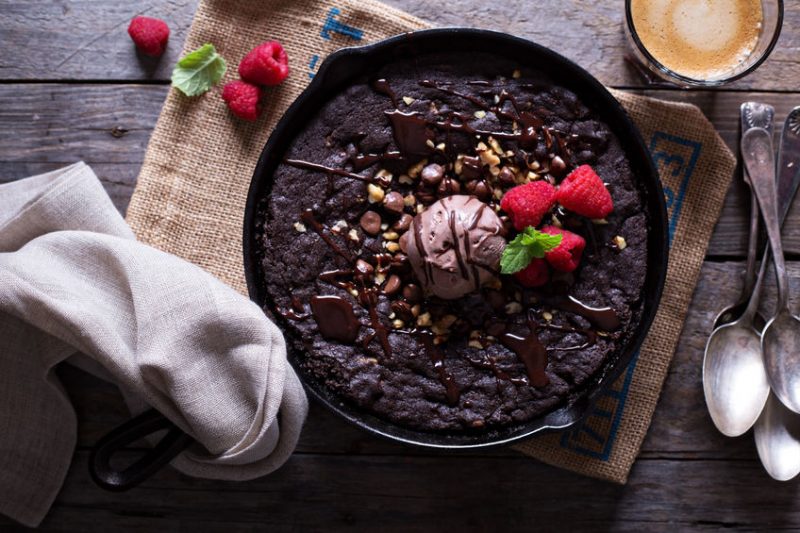 Gluten Free Skillet Double Chocolate Brownies