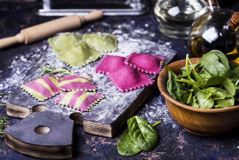 Gluten Free Beet Ravioli with Three Cheeses and Browned Butter Sauce