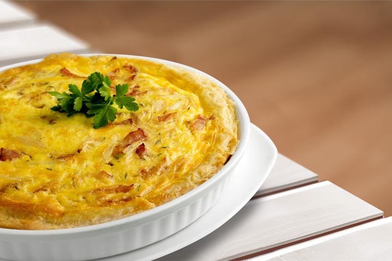 Gluten Free Corn Quiche with Caramelized Onion or Chiles