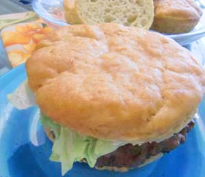 Gluten Free Hamburger Buns with Beef Patty and Lettuce