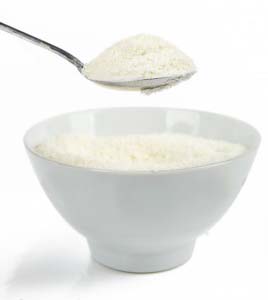 Image: Rice flour in bowl with a spoon