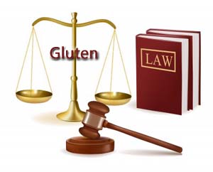 Image: The Word Gluten, Justice Scale, Law Book, and Gavel
