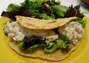 Image: Gluten Free Flour Tortilla Stuffed with Chicken Salad and Baby Greens