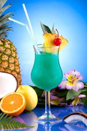 Blue Hawaiian Cocktail with Cream of Coconut