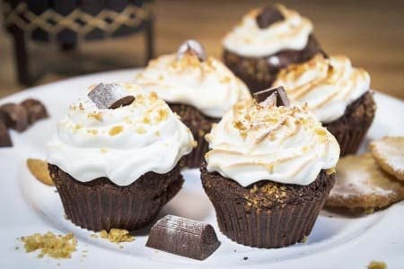 Chocolate Cupcakes Topped with Gluten Free Marshmallow Frosting