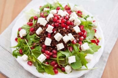 Red Quinoa Salad with Pomegranate Dressing