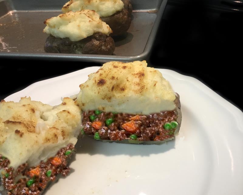 Gluten Free Shepherd's Pie Potato Skins with Beef and Vegetables