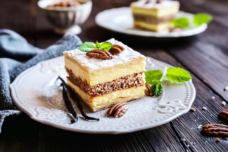 Gluten Free Cremeschnitte with Pecan Filling