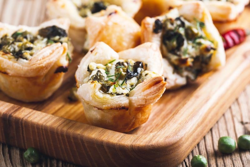 Gluten Free Spinach Capers & Feta Puff Pastry Cups