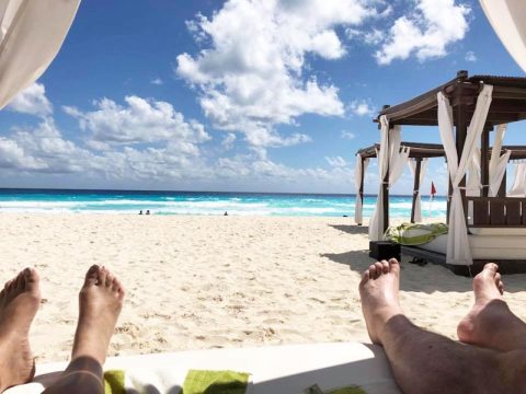 Carla and Steve's Feet at End of Cabana at Hyatt Zilara Cancun