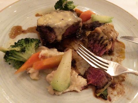 Fillet Mignon and Vegetables at Mexican Restaurant