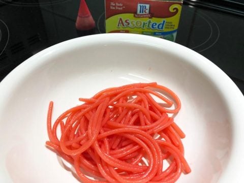 Red Gluten Free Pasta Using Liquid Food Coloring