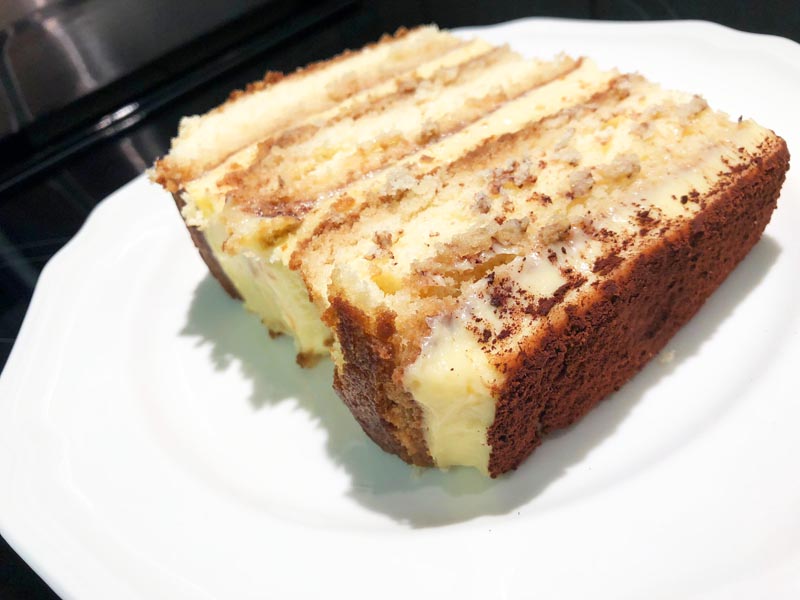 Slice of Gluten Free Tiramisu Cake with Custard Filling