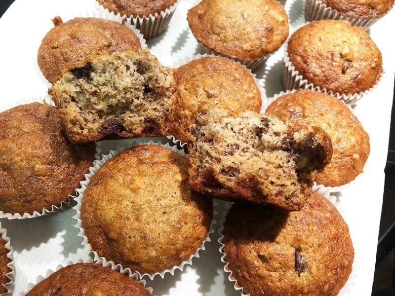 Gluten Free Banana Cupcakes with Pecans & Chocolate Chips
