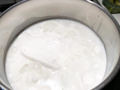 Coconut Milk Warming in Saucepan