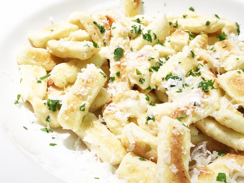 Gluten Free Parisian Gnocchi with Cheese & Parsley - Fried