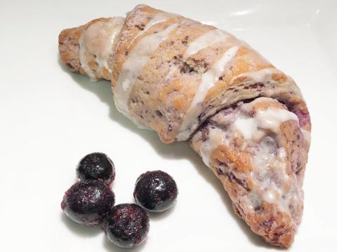 Iced Gluten Free Blueberry Croissant with Fresh Blueberries