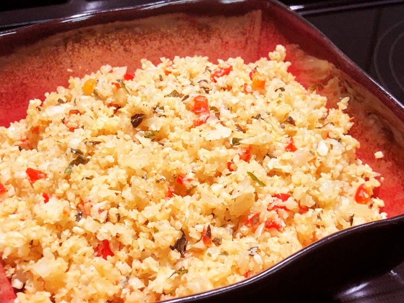 Photo showing cauliflower rice and vegetables